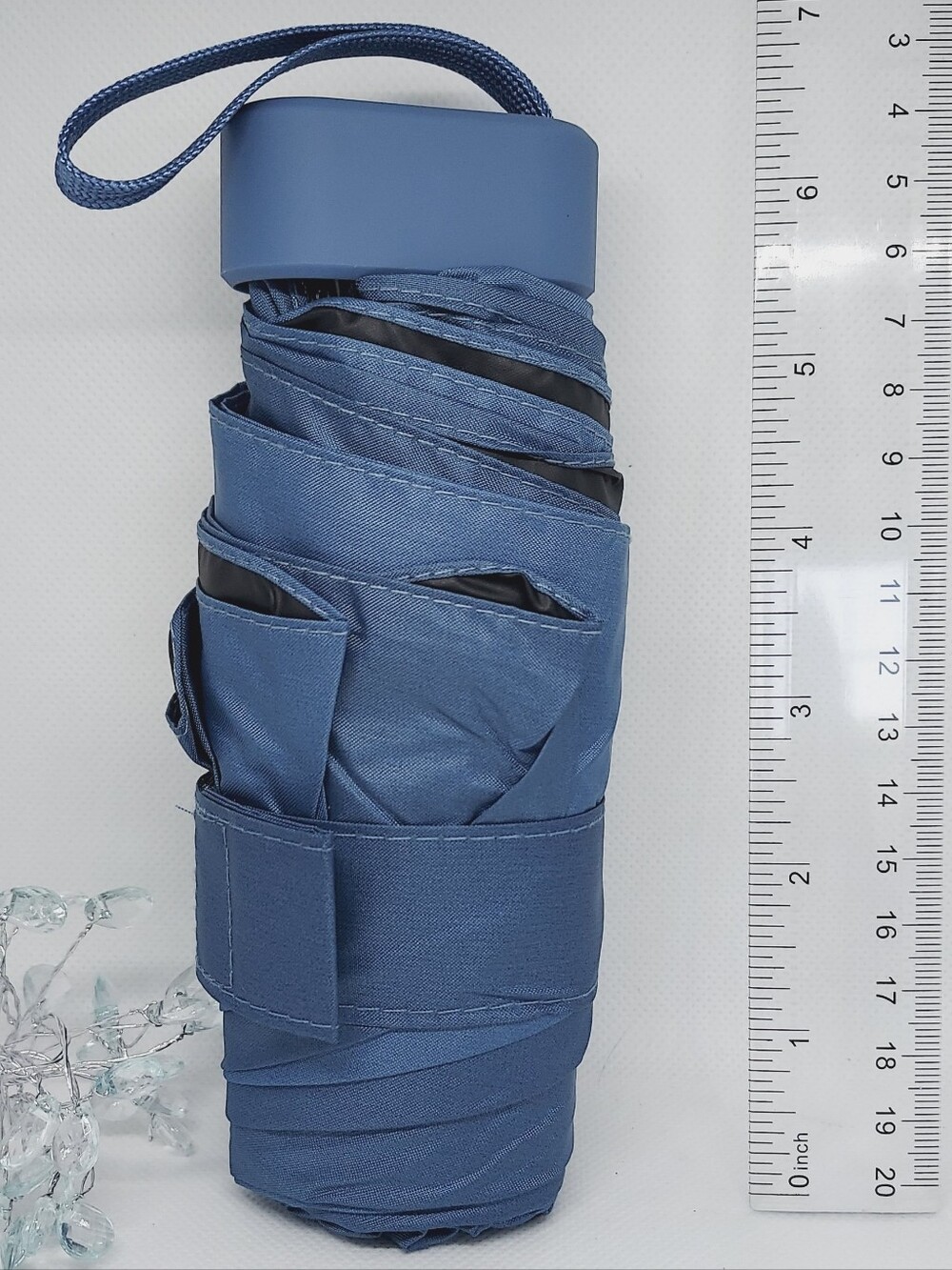 Compact Blue 6 Inch Travel Umbrella - Folding Pocket Umbrella UPf50 NWT - Picture 3 of 9